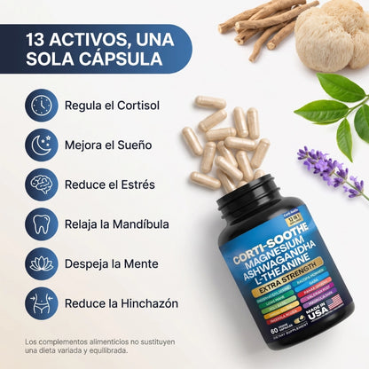 Corti-Soothe 13 en 1: Frena el Cortisol que te Mantiene en Alerta 24/7 - Resultados Desde el Día 1