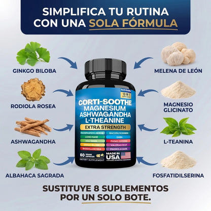 Corti-Soothe 13 en 1: Calma El Estrés, Regula El Cortisol, Duerme Profundo - Desde El Día 1