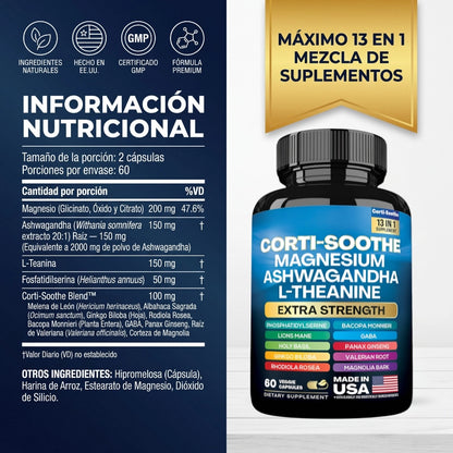 Corti-Soothe 13 en 1: Calma El Estrés, Regula El Cortisol, Duerme Profundo - Desde El Día 1